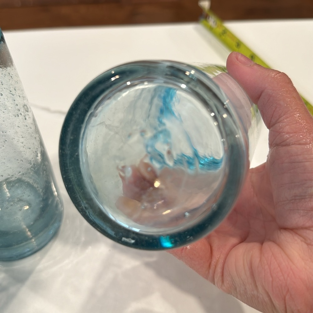 Bubble Glass Highball Tumbler Hand Blown Set of 3 -Blue - Picture 7 of 10